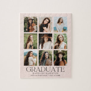 Modern Blush 9 Photo Collage Graduation Jigsaw Puzzle