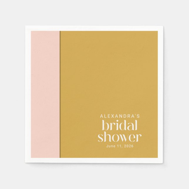 Modern Blush and Mustard Geometric Bridal Shower  Napkin (Front)