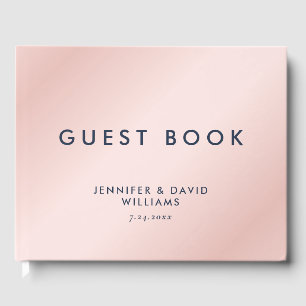 Modern Blush and Navy Blue Wedding Guest Book
