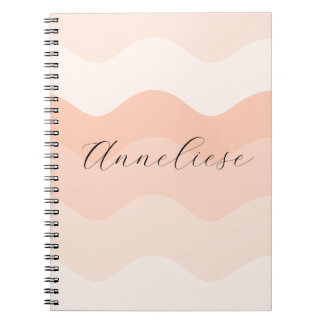 Modern Blush and Peach Waves Personalized Notebook