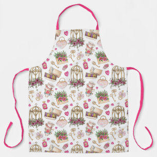 Modern Blush and White Tea Party Apron