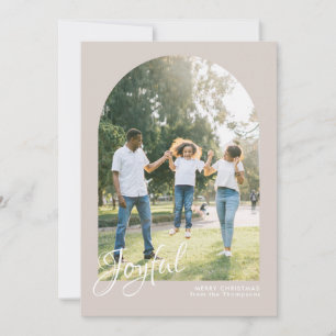 Modern Blush Arch Joyful Merry Christmas Holiday Card