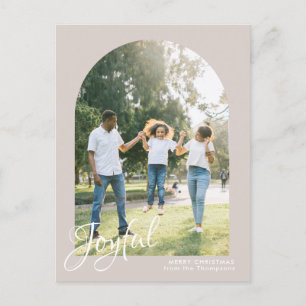 Modern Blush Arch Joyful Merry Christmas Holiday Postcard