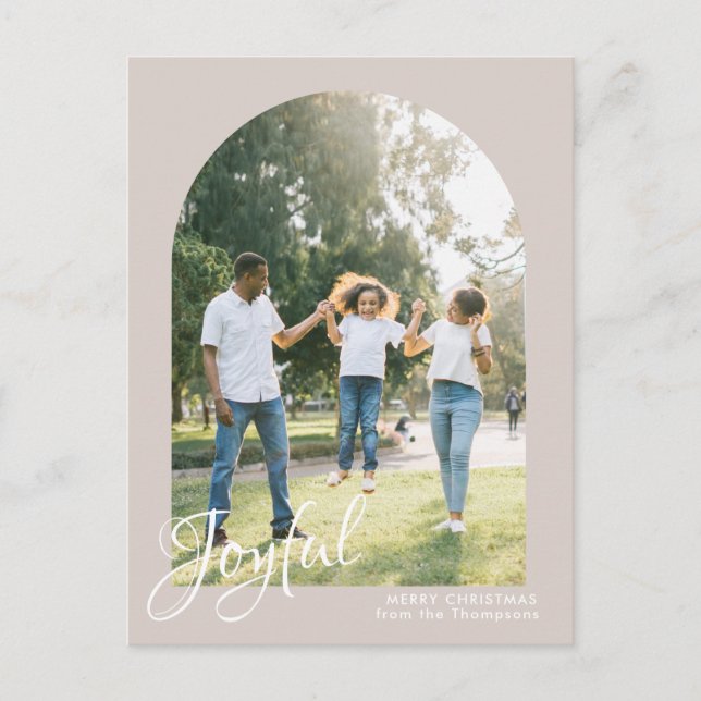 Modern Blush Arch Joyful Merry Christmas Holiday Postcard (Front)