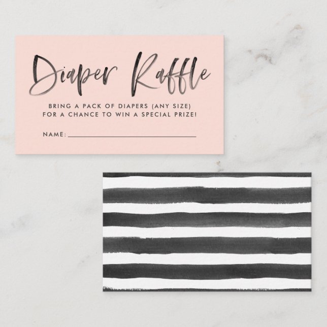Modern Blush Baby Shower Diaper Raffle Tickets Enclosure Card (Front/Back)