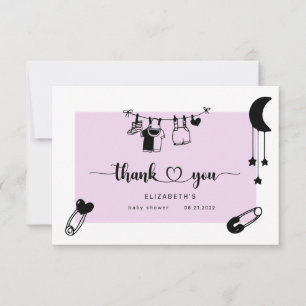 modern blush baby shower thank you card