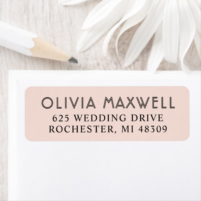 Modern Blush Black Art Deco Wedding Address (Insitu)