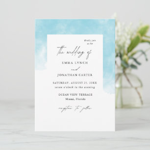 Modern Blush Blue Watercolor Wedding Invitation