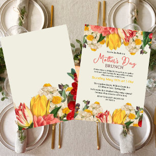Modern Blush Botanical  Floral Mother's Day Brunch Invitation