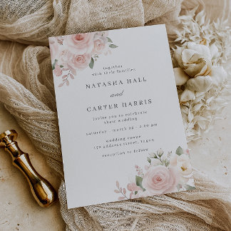 Modern Blush Botanical Wedding Invitation