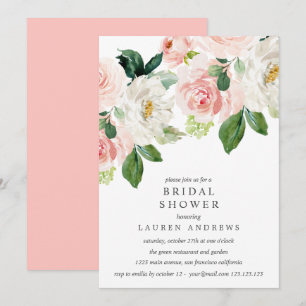 Modern Blush Bouquet Bridal Shower Pink Wedding Invitation