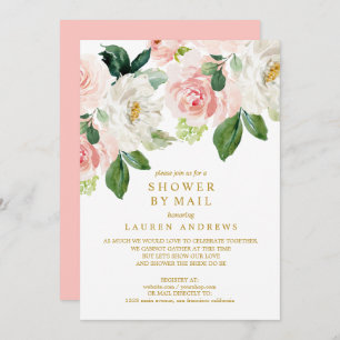 Modern Blush Bouquet Cancelled Shower Gold Wedding Invitation