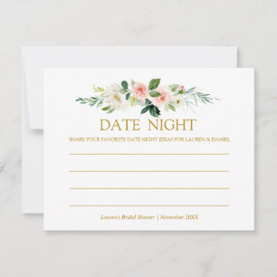 Modern Blush   Bridal Shower Date Night Advice Card