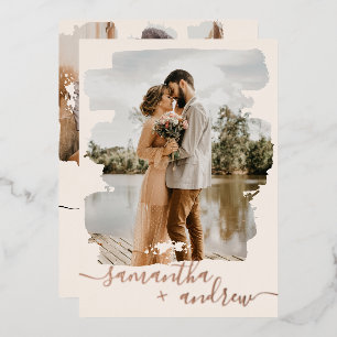 Modern blush brushstroke script 2 photos wedding