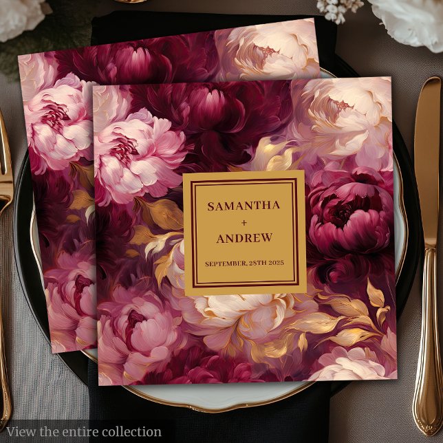 Modern Blush Burgundy Gold Boho Wedding Napkins (Modern Blush Burgundy Gold Boho Wedding Napkins)