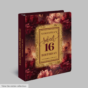 Modern Blush Burgundy Gold Sweet 16 Album Book Binder