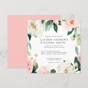 Modern Blush   Chic Botanical Garland wedding Invitation