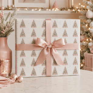 Modern Blush Christmas Tree – Personalized Holiday Wrapping Paper