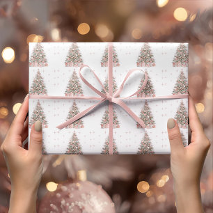 Modern Blush Christmas Tree – Personalized Holiday Wrapping Paper