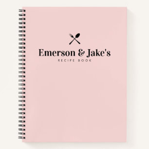 Modern Blush Couples Engagement Gift Blank Recipe Notebook