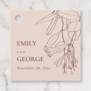 MODERN BLUSH DUSKY LINE DRAWING FLORAL WEDDING FAVOUR TAGS
