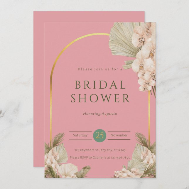Modern Blush Dusty Pink Bridal Shower  Invitation (Front/Back)