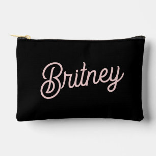 Modern Blush Dusty Pink Monogram and Name  Accessory Pouch