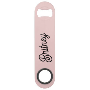 Modern Blush Dusty Pink Monogram and Name  Bar Key
