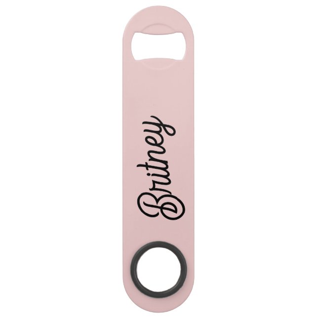 Modern Blush Dusty Pink Monogram and Name  Bar Key (Front)