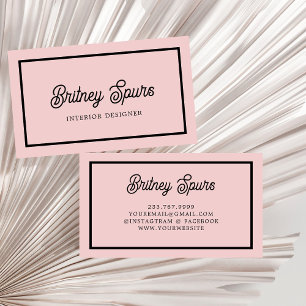Modern Blush Dusty Pink Monogram and Name  Business Card