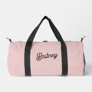 Modern Blush Dusty Pink Monogram and Name  Duffle Bag