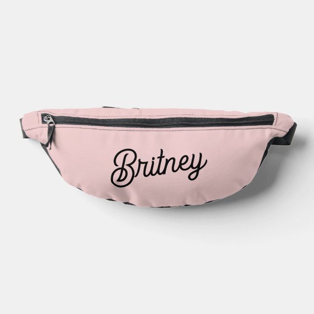 Modern Blush Dusty Pink Monogram and Name  Fanny Pack (Lay Down)