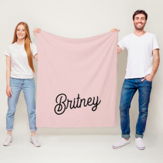 Modern Blush Dusty Pink Monogram and Name  Fleece Blanket