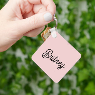 Modern Blush Dusty Pink Monogram and Name Keychain