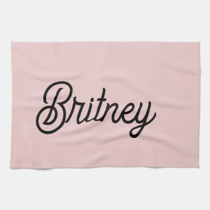 Modern Blush Dusty Pink Monogram and Name  Kitchen Towel