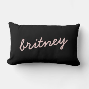 Modern Blush Dusty Pink Monogram and Name Lumbar Pillow