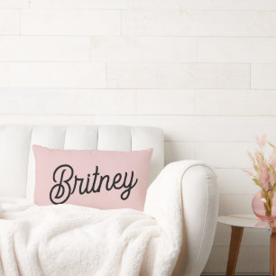 Modern Blush Dusty Pink Monogram and Name  Lumbar Pillow