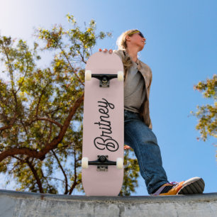 Modern Blush Dusty Pink Monogram and Name  Skateboard
