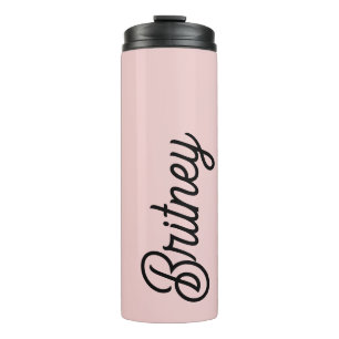 Modern Blush Dusty Pink Monogram and Name  Thermal Tumbler