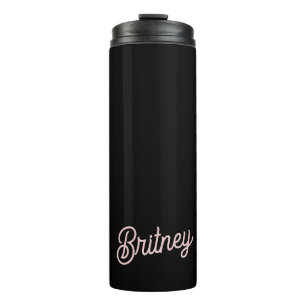 Modern Blush Dusty Pink Monogram and Name Thermal Tumbler