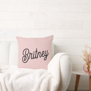Modern Blush Dusty Pink Monogram and Name Throw Pillow