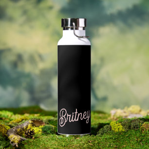 Modern Blush Dusty Pink Monogram and Name Water Bottle