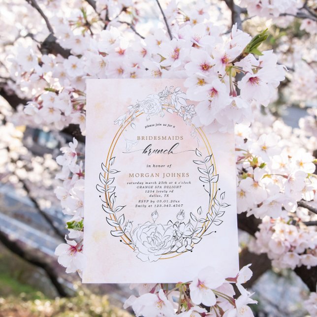 Modern Blush Floral Bridesmaids Brunch Invite (Creator Uploaded)