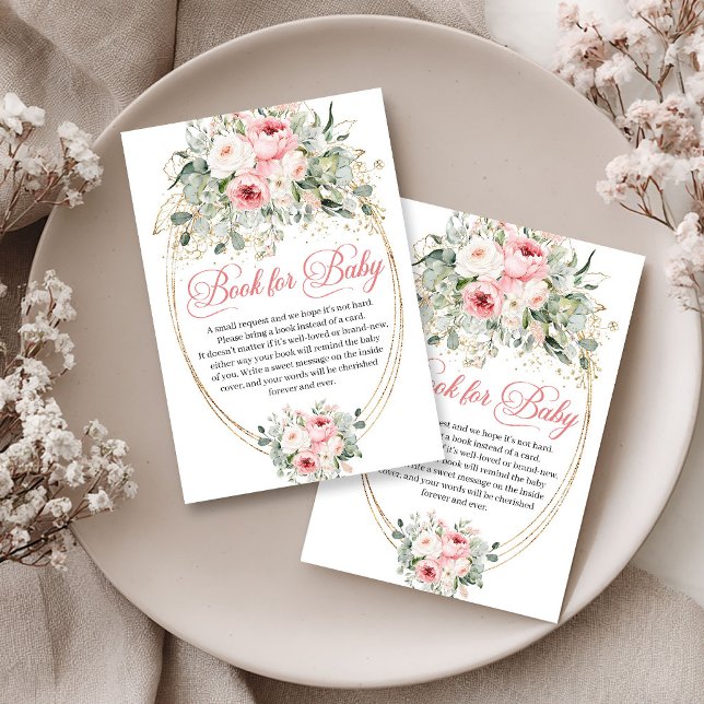 Modern Blush Floral Greenery Book Request Card (Modern Blush Floral Greenery Book Request Card)