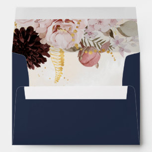 Modern Blush Floral   Navy Wedding Invitation Enve Envelope
