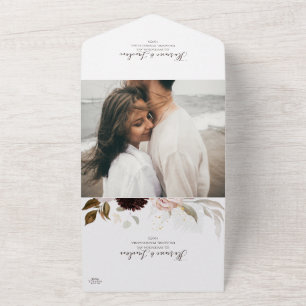 Modern Blush Floral   Photo Seal And Send All In One Invitation