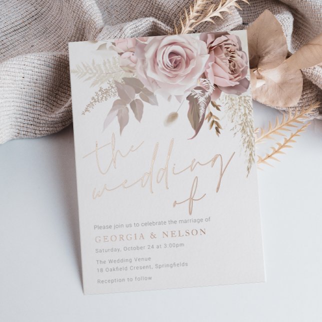 Modern Blush Floral Rose Gold The Wedding of (Creator Uploaded)