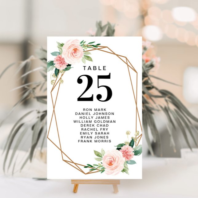 modern blush floral script table numbers (Creator Uploaded)