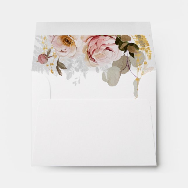 Modern Blush Floral | Self Addressed RSVP Envelope (Back (Bottom))