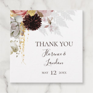 Modern Blush Floral Thank You Favour Tags